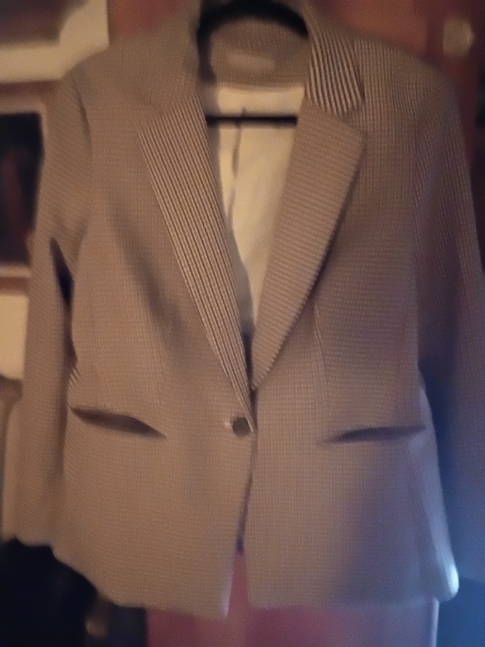 H & M Classic Women's Beige Houndstooth Blazer Relaxed Fit